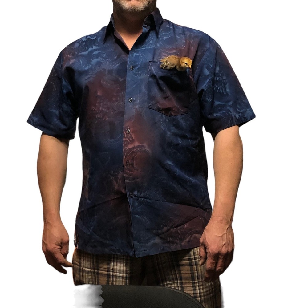 Men’s Button Up, Dragon Print, Silky Polyester Shirt, Game of Thrones vibe XL